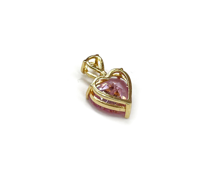 Подвеска сердце с розовым фианитом размер 19,5*12мм цвет золото