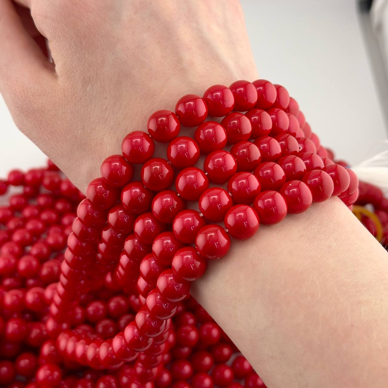 Бусины майорка цвет красный размер 6мм 8мм 10мм 12мм 14мм 16мм